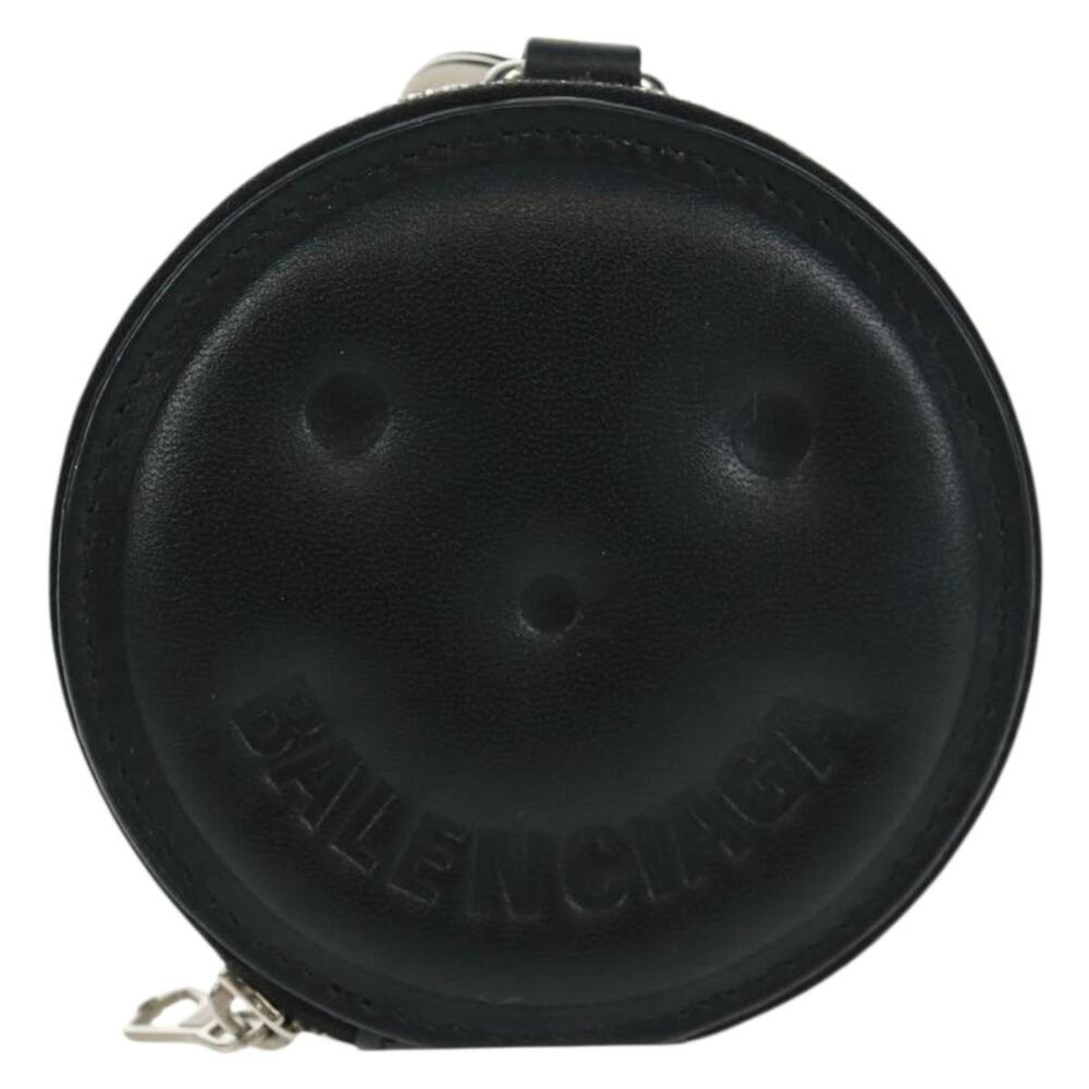 Balenciaga Leather Smile Coin Purse Black